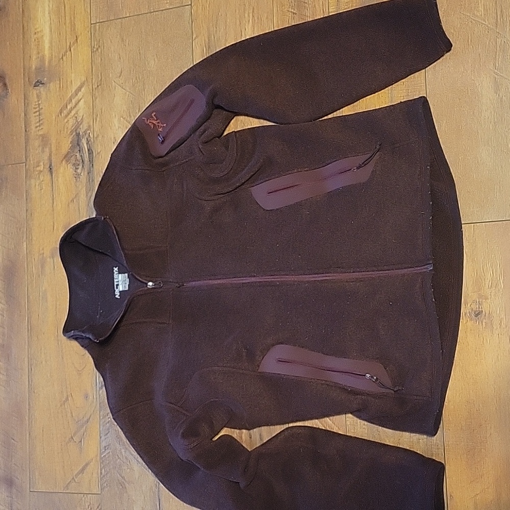 Women's sz large Arc'teryx full zip fleece jacket plum